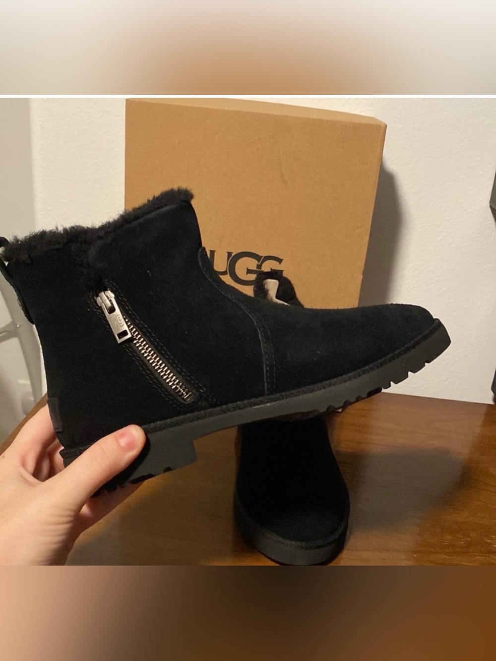 UGG Black Suede Side-Zip Ankle Booties